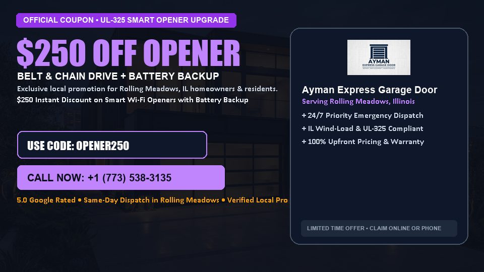 Ayman Express Garage Door $250 OFF Premium LiftMaster Opener Installation in Rolling Meadows, IL